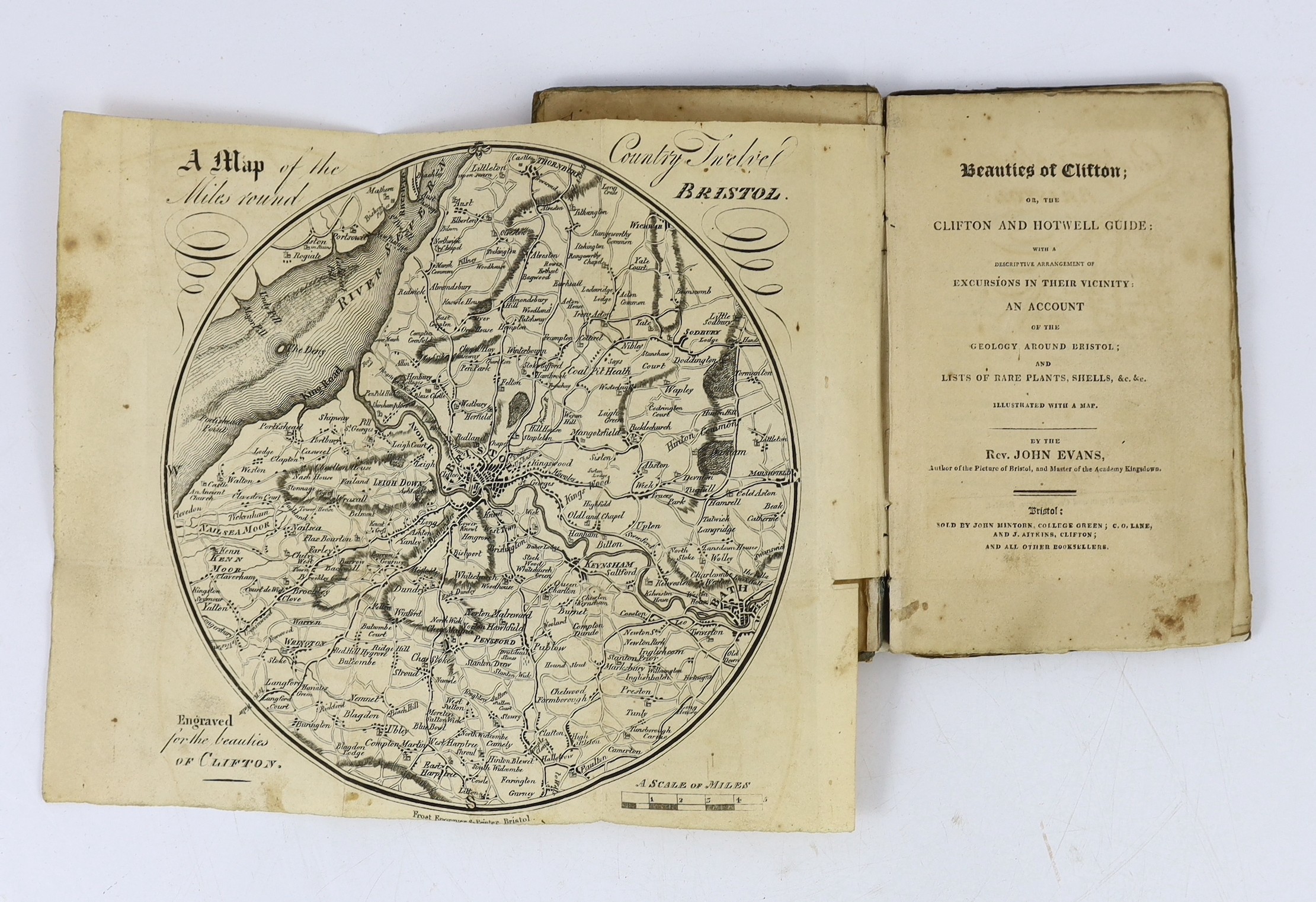 SOMERSET, BRISTOL: Manby, G.W. - Fugitive Sketches of the History and Natural Beauties of Clifton Hot-Wells and Vicinity. 4 plans and 14 (mostly aquatint) plates, half-title; new paper boards
